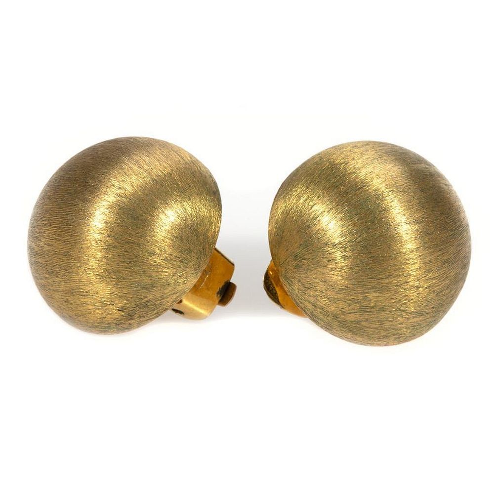 Appraisal: Pair of k gold clip earrings button shape with satin