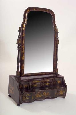 Appraisal: A Queen Anne green Japanned chinoiserie decorated dressing table mirror