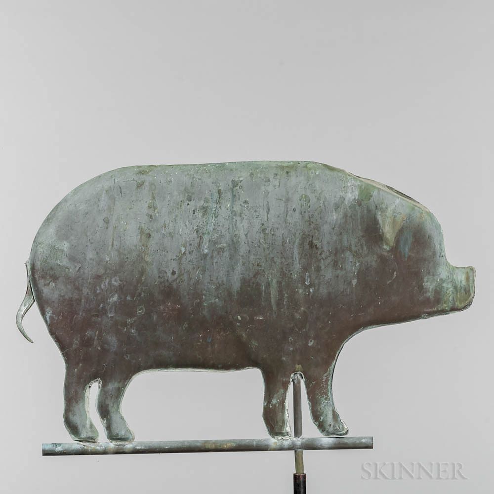 Appraisal: Molded Sheet Copper Pig Weathervane Molded Sheet Copper Pig Weathervane