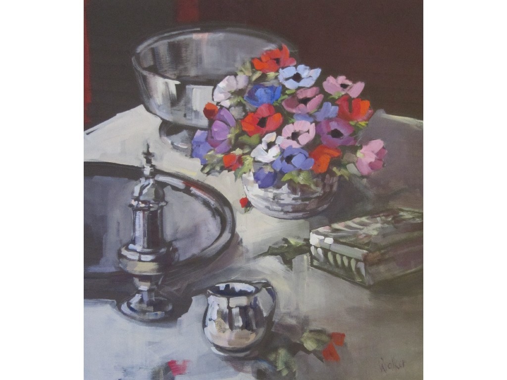 Appraisal: ETHEL WALKER b ANEMONES AND SILVER Gouache signed x cm