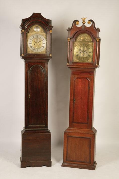 Appraisal: A GEORGE II OAK LONGCASE CLOCK the brass dial with