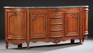 Appraisal: French Louis Philippe Style Carved Cherry Marble T French Louis