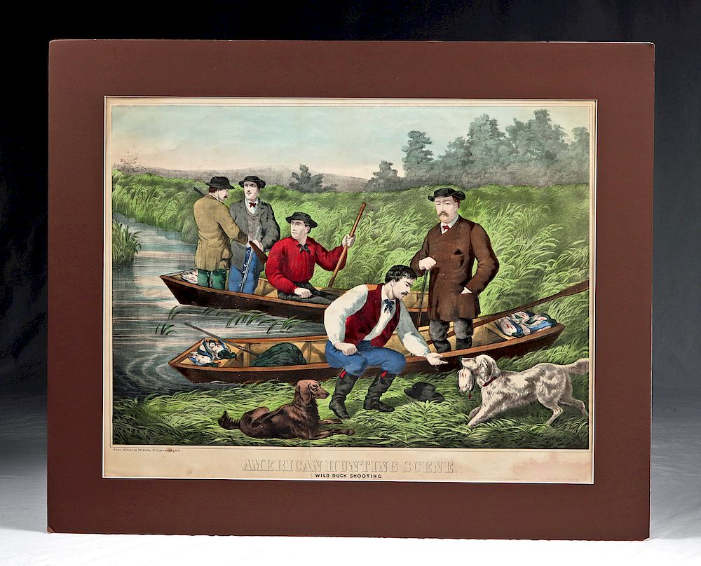 Appraisal: T Kelly Lithograph American Hunting Scene Thomas Kelly Irish born