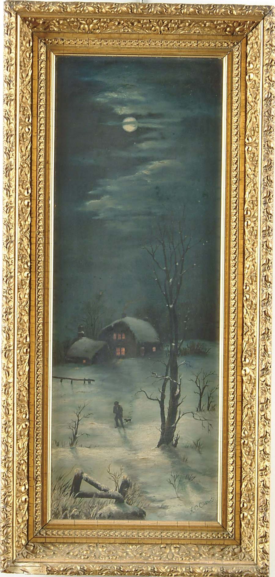 Appraisal: F C OLMSTEAD American th th C WINTER NIGHTTIME STROLL