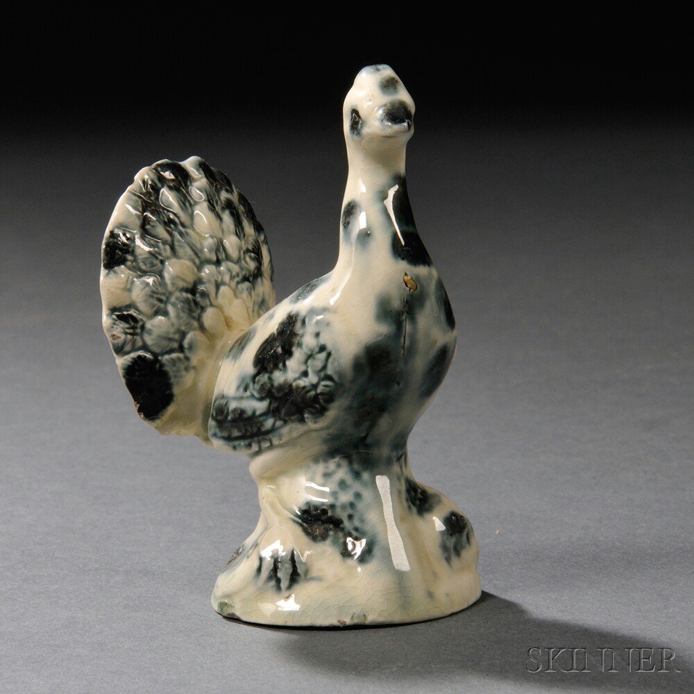 Appraisal: Staffordshire Cream-colored Earthenware Model of a Peacock England c the