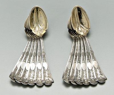 Appraisal: Albert Cole sterling spoons George Shiebler pattern Cupid bright cut