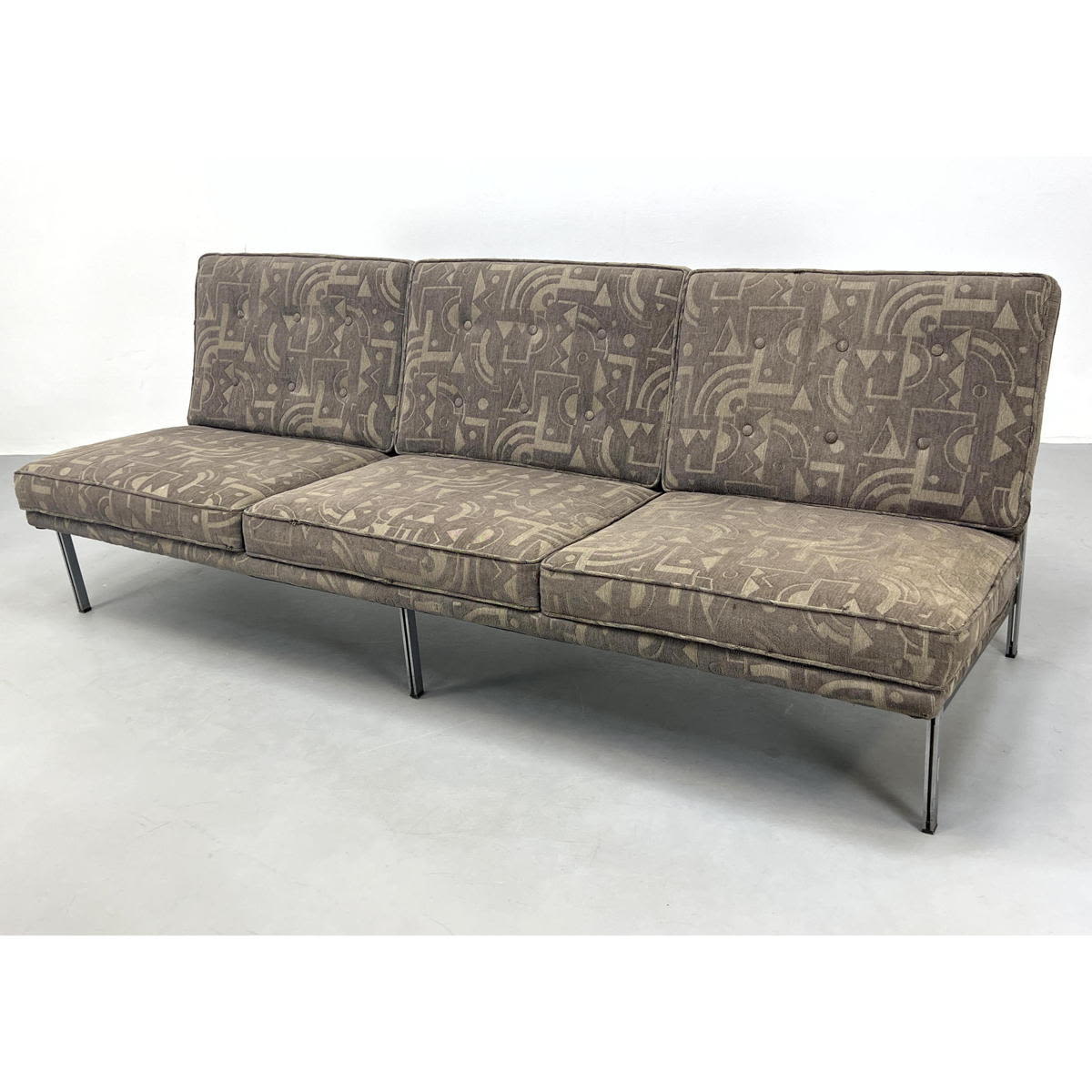 Appraisal: Florence Knoll Parallel Bar Sofa Reupholstered with Art Deco design