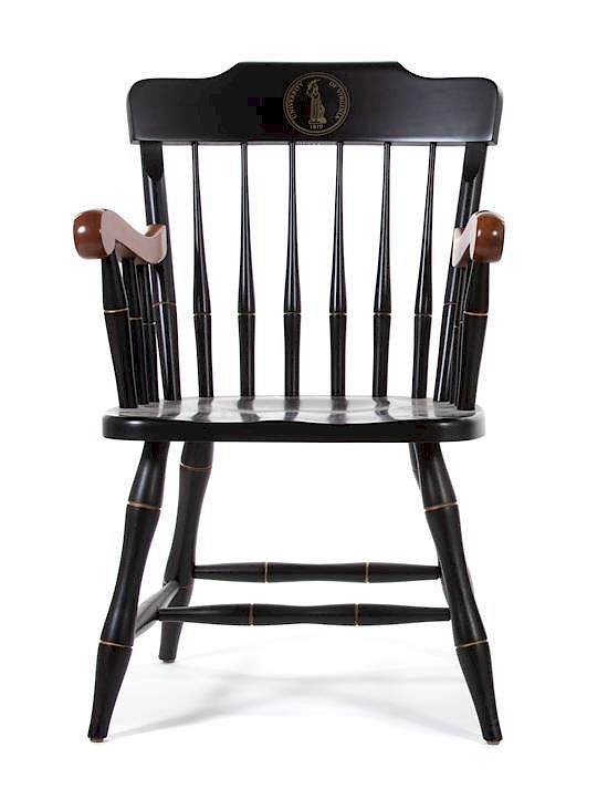 Appraisal: A University of Virginia Stenciled and Ebonized Armchair A University