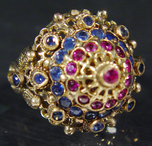 Appraisal: Unmarked gold ruby and sapphire ring