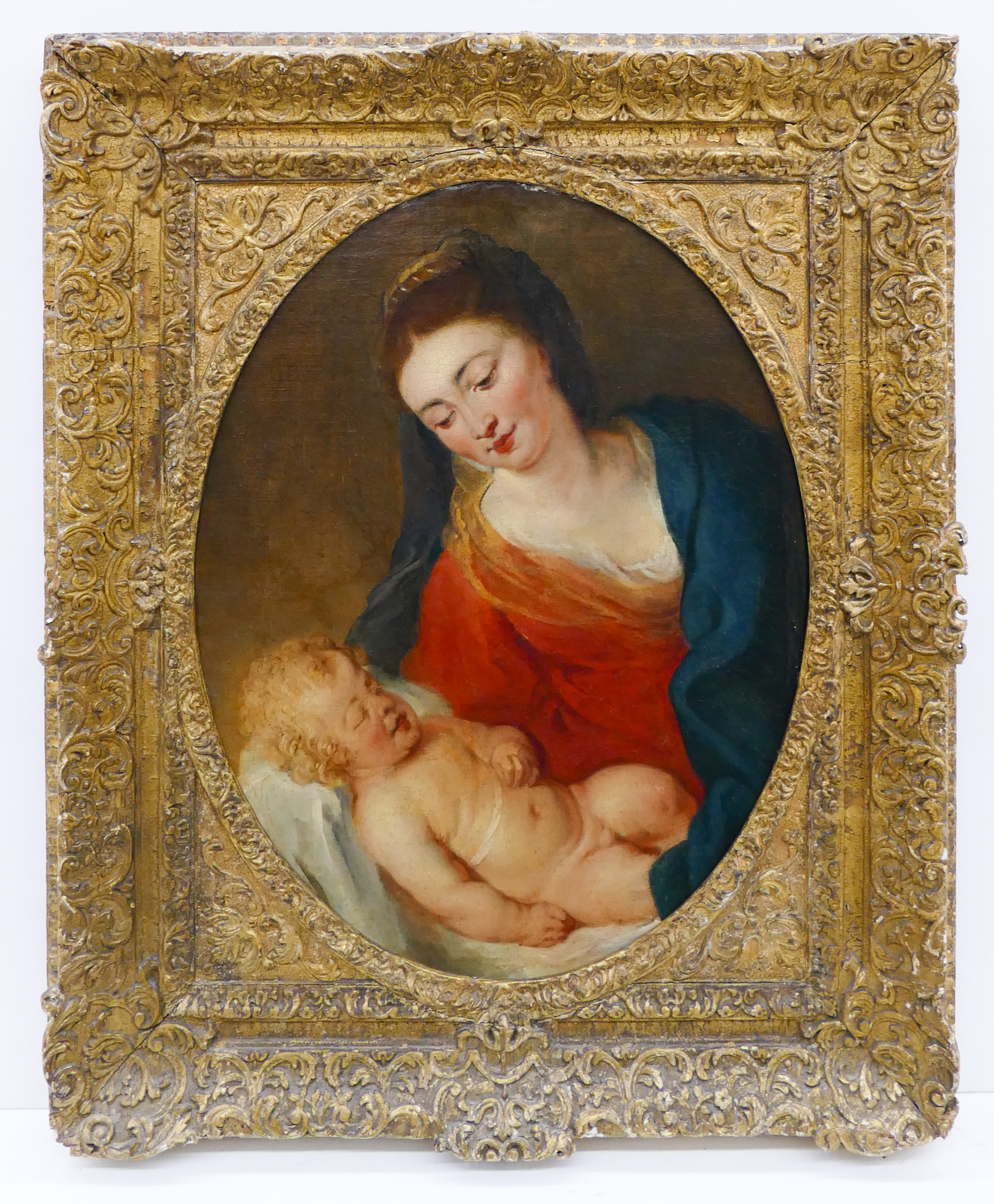 Appraisal: Italian School th Century Madonna with Child Oil on Canvas