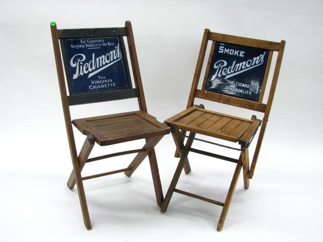 Appraisal: Two of Piedmont Cigarette Advertising folding wooden Chairs slightly different