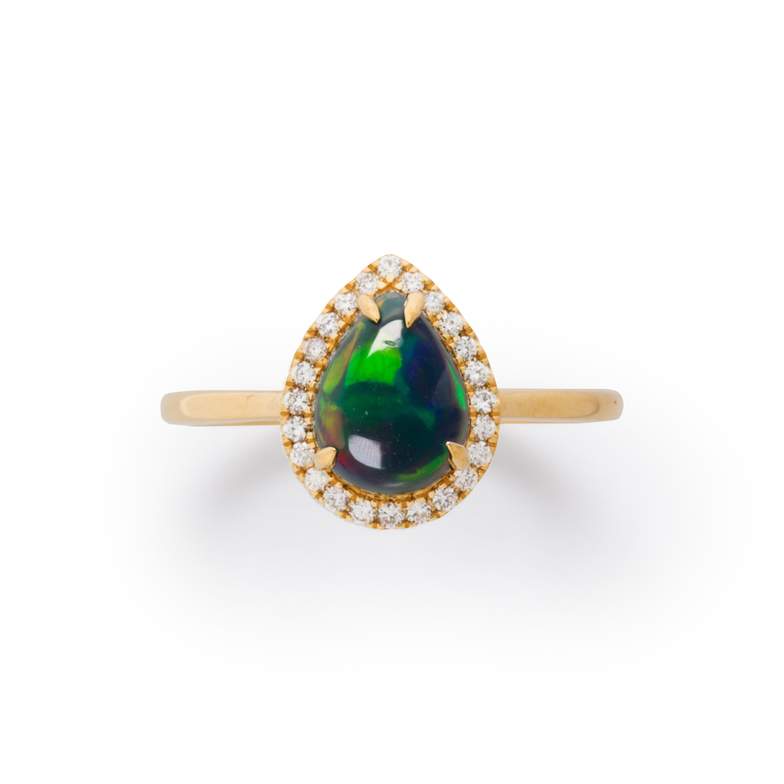 Appraisal: A BLACK OPAL DIAMOND AND EIGHTEEN KARAT GOLD RING A