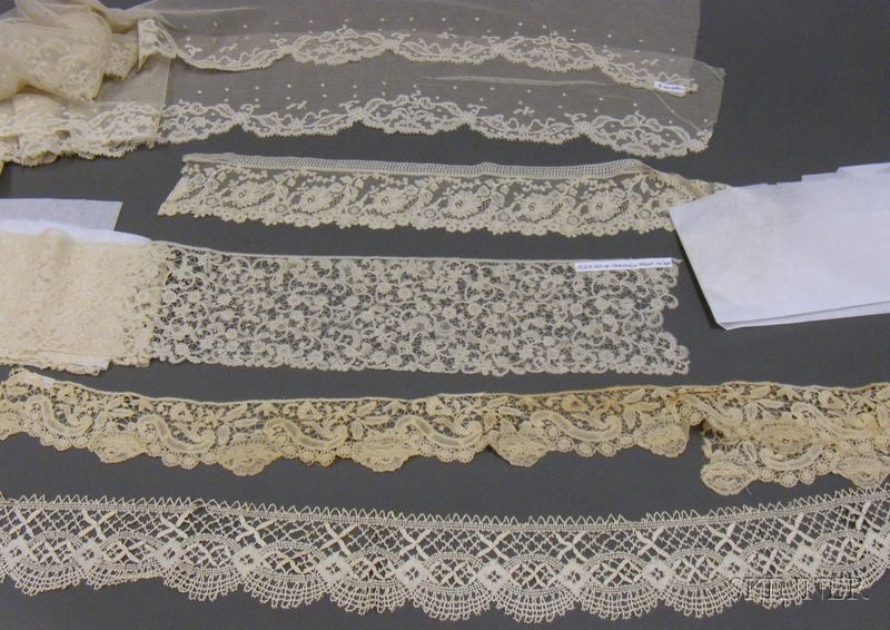 Appraisal: Six Assorted Needle and Bobbin Lace Trims and Flounces th