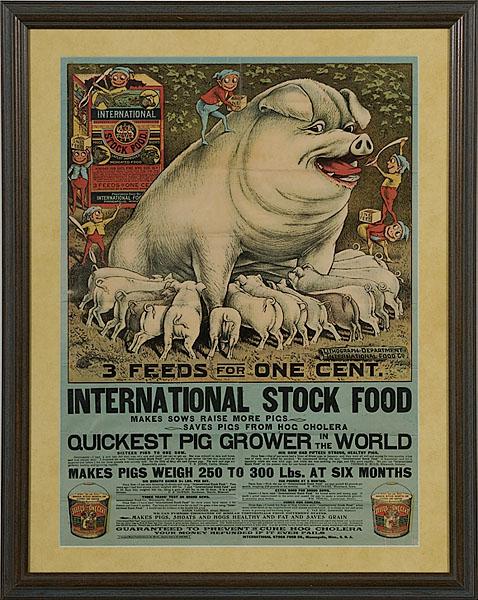 Appraisal: PALMER COX BROWNIES LIVESTOCK FEED POSTER American ca A lithographed