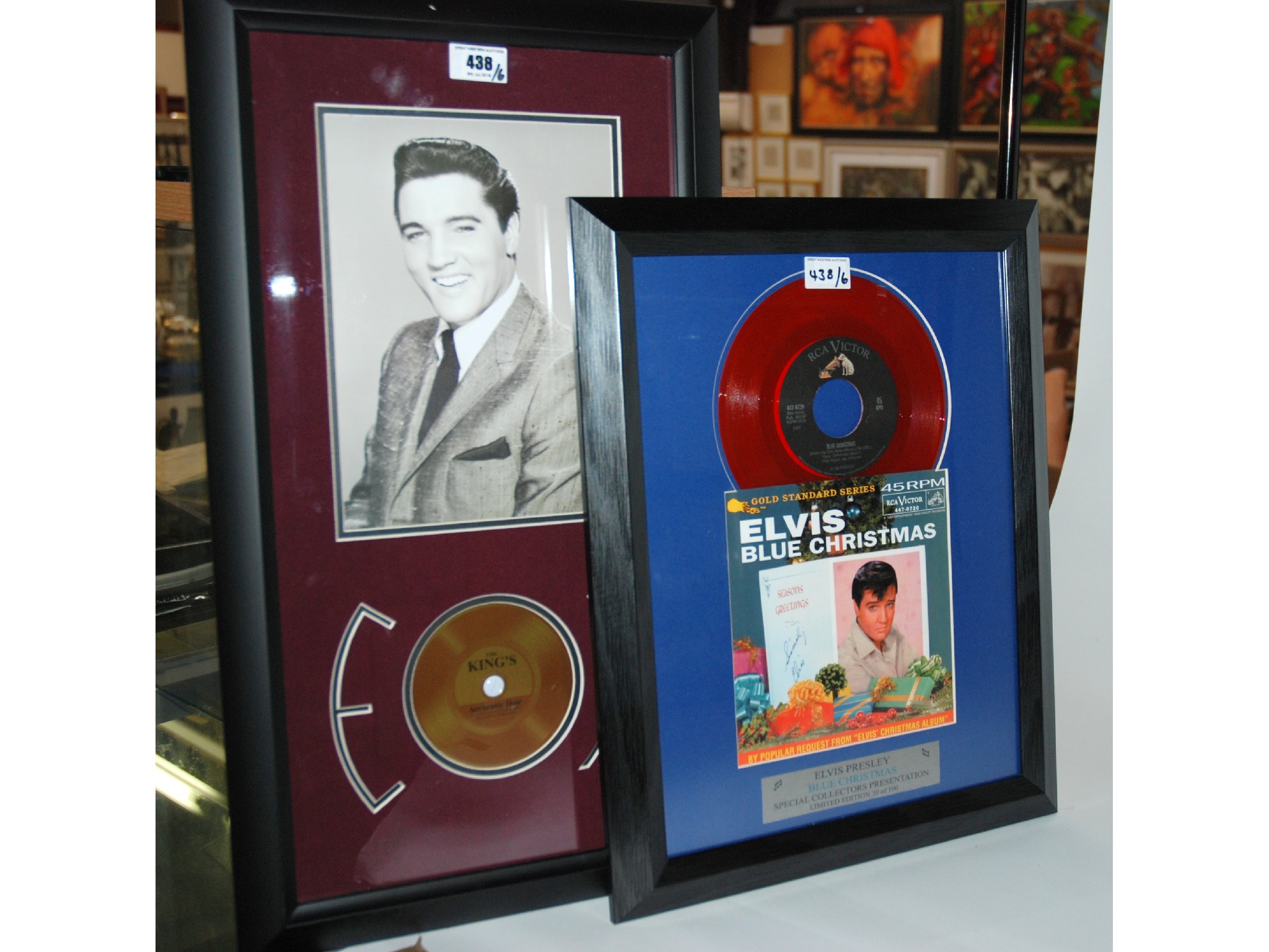 Appraisal: Six modern framed displays of Elvis Presley memorabilia