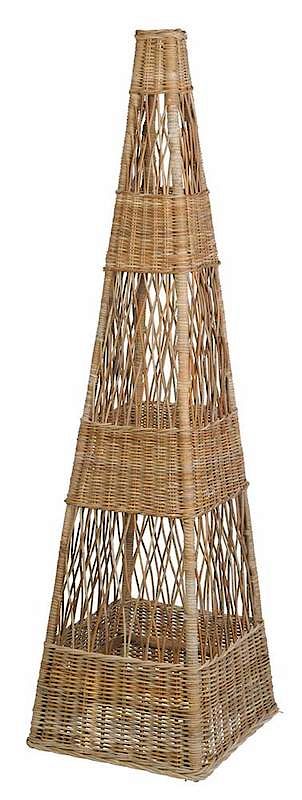 Appraisal: Woven Rattan Topiary Pyramid modern rectangular pyramid form x x