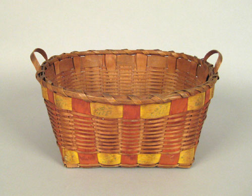 Appraisal: Maine Indian reed basket with potato stamp decoration h dia