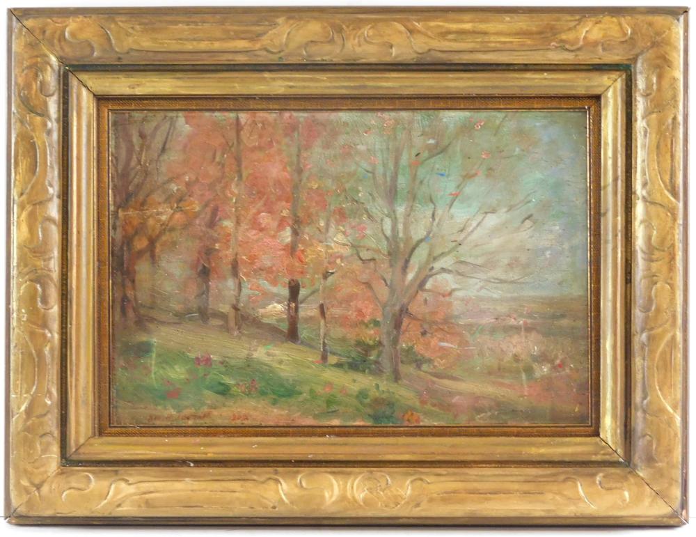 Appraisal: George Henry Taggart American - oil on panel autumn landscape