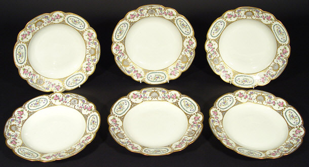 Appraisal: Six Victorian French porcelain shallow bowls painted with a border