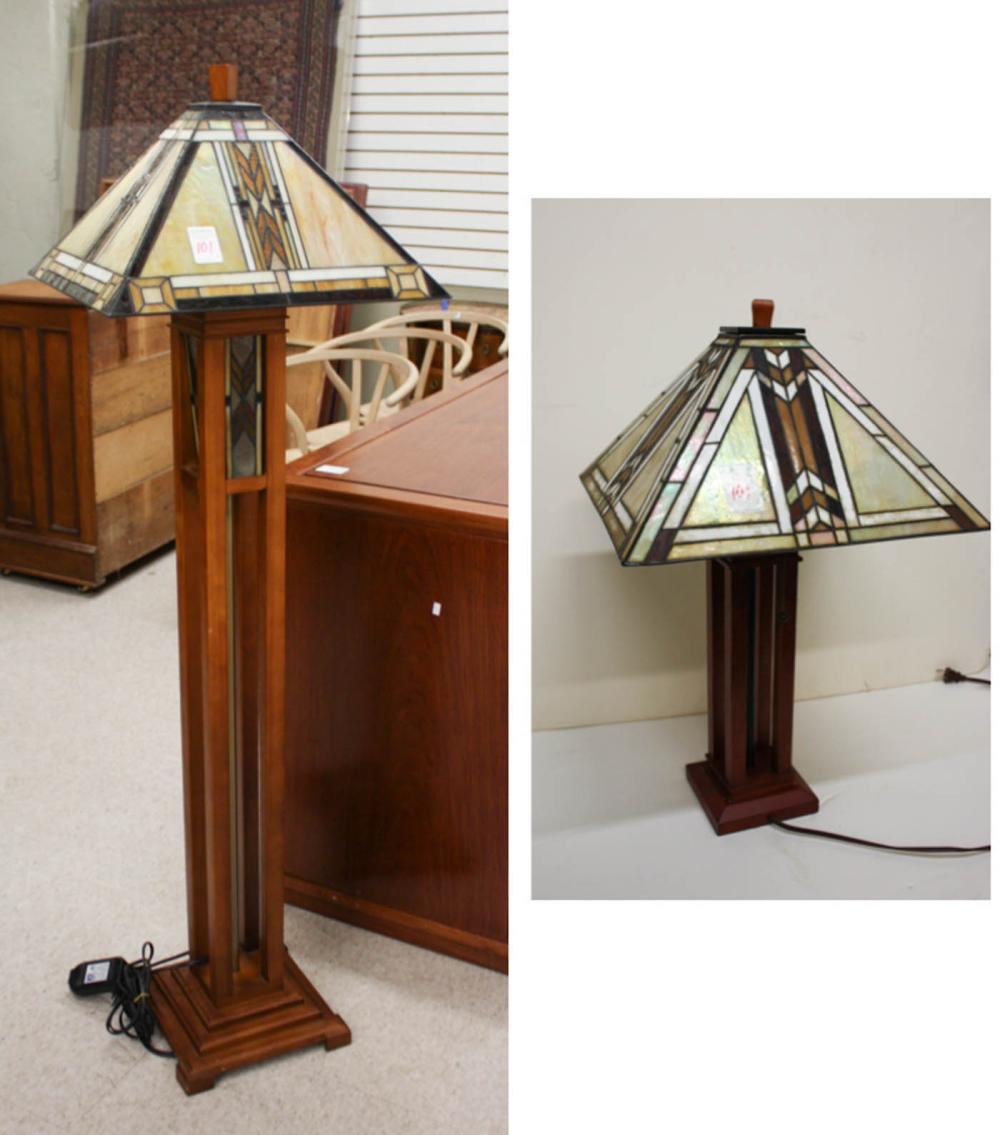 Appraisal: CRAFTSMAN STYLE TABLE LAMP AND MATCHING FLOOR LAMP each having