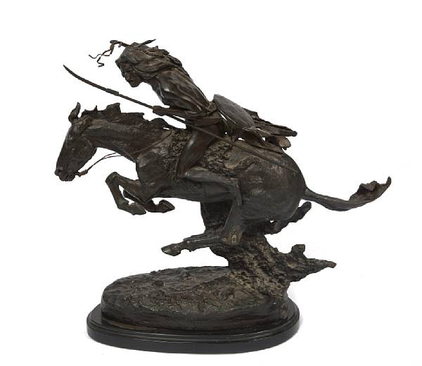 Appraisal: A bronze figural group after Remington height in width in