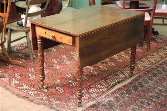 Appraisal: DROP LEAF TABLE Mahogany with shaped leaves one drawer with