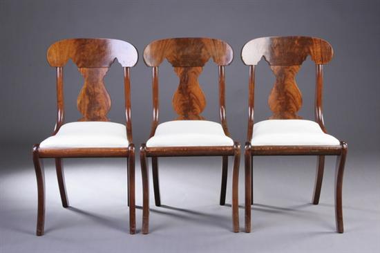 Appraisal: SET SIX EMPIRE STYLE MAHOGANY DINING CHAIRS th century branded