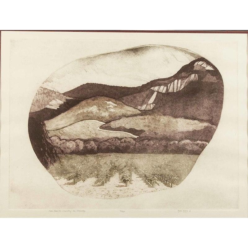 Appraisal: Gina Gigli Intagio Print Framed intaglio print San Benito County