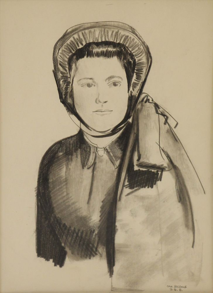 Appraisal: GEORGE BELLOWS AMERICAN - Charcoal and pencil Salvation Army Lassie