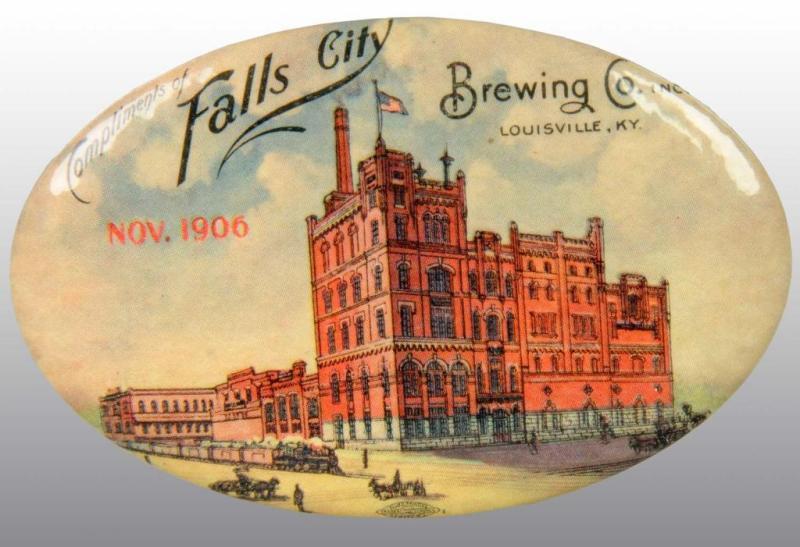 Appraisal: Celluloid Falls City Brew Company Pocket Mirror Description Manufactured by