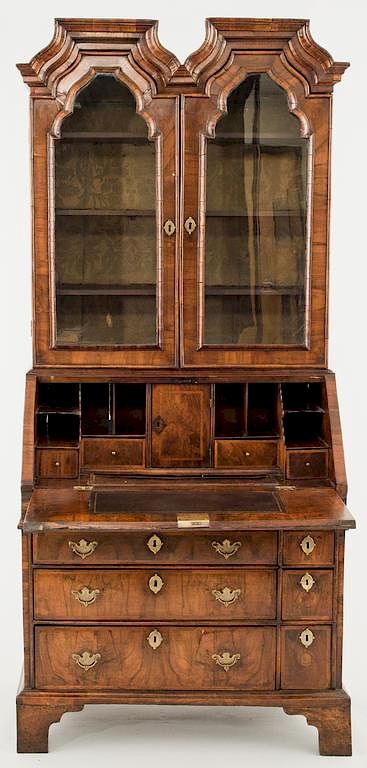 Appraisal: Queen Anne Oyster Walnut Secretary Queen Anne - George II