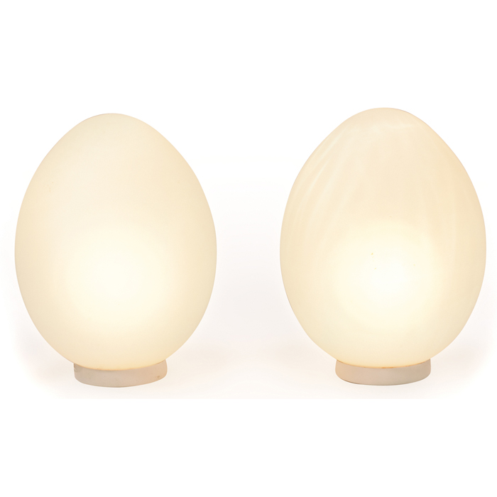 Appraisal: Laurel lamps pair attribution egg-shaped forms in frosted white glass