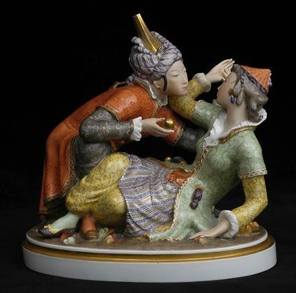 Appraisal: ROYAL COPENHAGEN PORCELAIN FIGURE GROUP AFTER LENCI Modeled as a