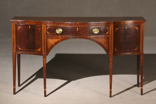 Appraisal: Federal Style Satinwood Inlaid Mahogany Serpentine Sideboard In the Baltimore