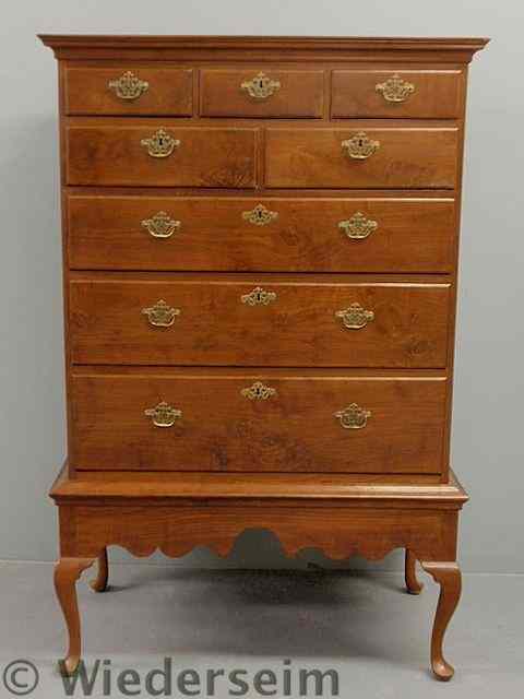 Appraisal: Pennsylvania Queen Anne walnut chest-on-frame c with a molded cornice