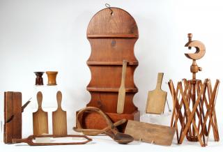 Appraisal: PCS TREENWARE Piece Lot of Wooden Tools and Accessories including