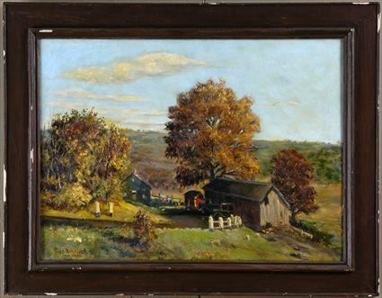 Appraisal: FRANK NANKIVELL - BROOKFIELD CONNECTICUT FARM SCENE Oil on canvas