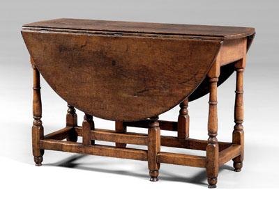 Appraisal: Tidewater Virginia baroque table walnut and maple with oak secondary