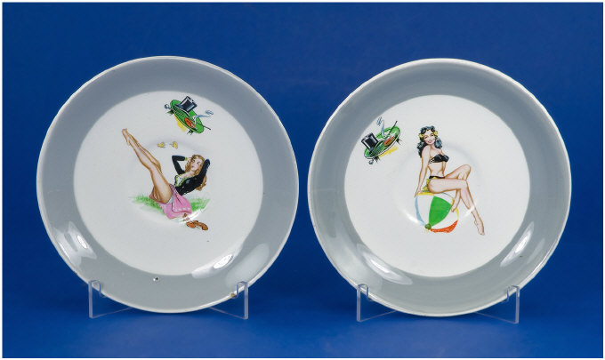 Appraisal: J G Meakin England Saucers Showing Glamour Girls Posing Diameter