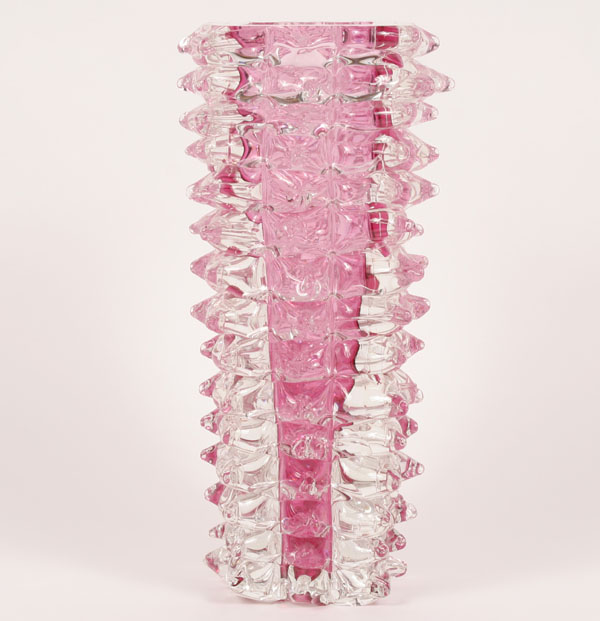 Appraisal: Barovier Toso Rorstrata art glass vase with pink interior H