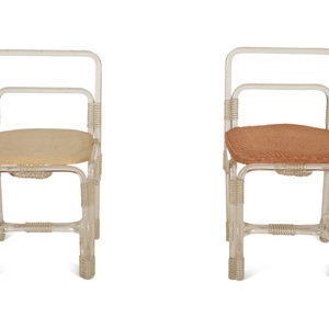 Appraisal: A Pair of Tubular Acrylic Low Back Chairs Mid- th