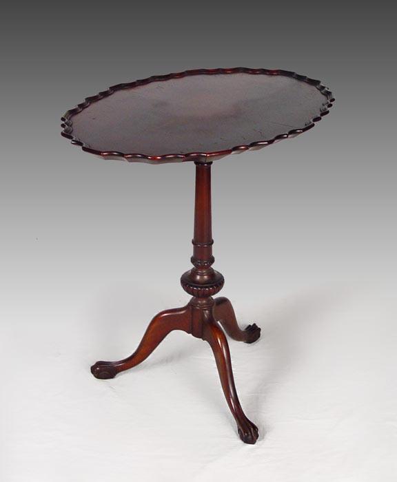 Appraisal: FLAME GRAIN MAHOGANY TILT TOP TEA TABLE BY FERGUSON Carved