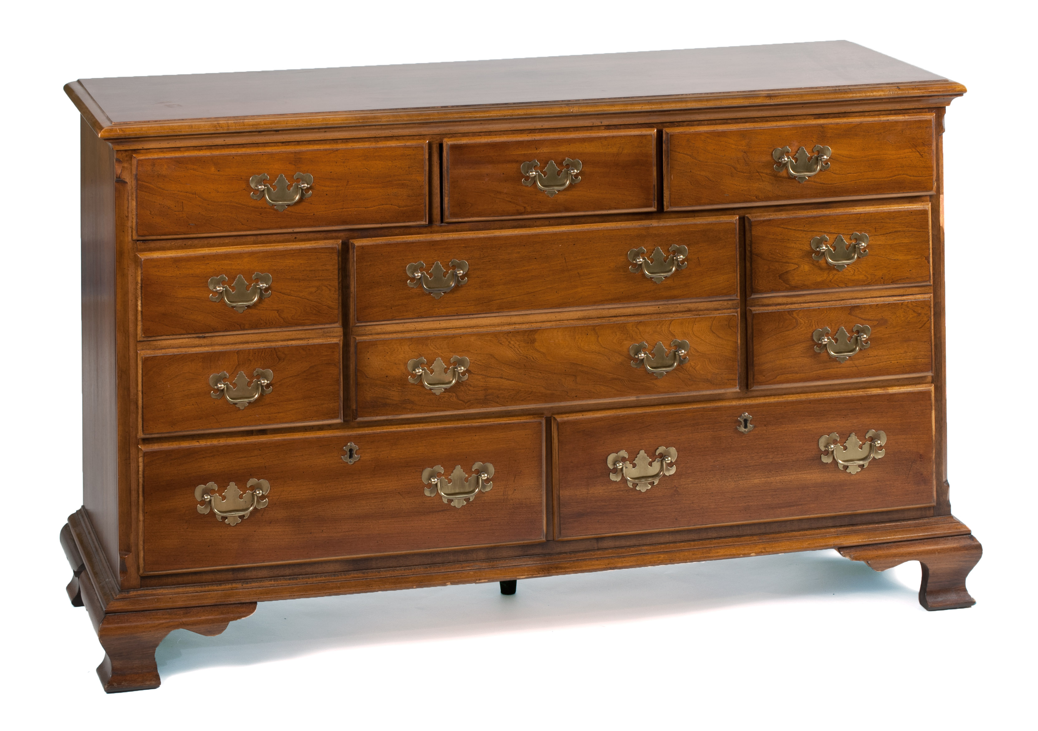 Appraisal: EIGHT-DRAWER CHERRY BUREAU by Lane Furniture Three shallow compartmented drawers