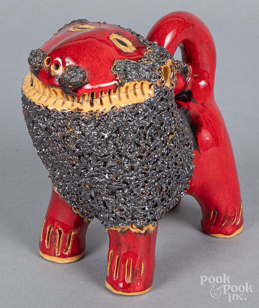 Appraisal: Billy Ray Hussey red pottery lion Billy Ray Hussey red