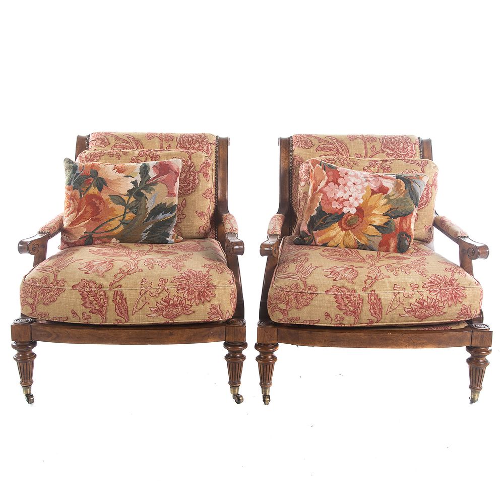 Appraisal: Pair of Century Upholstered Club Chairs A pair of upholstered