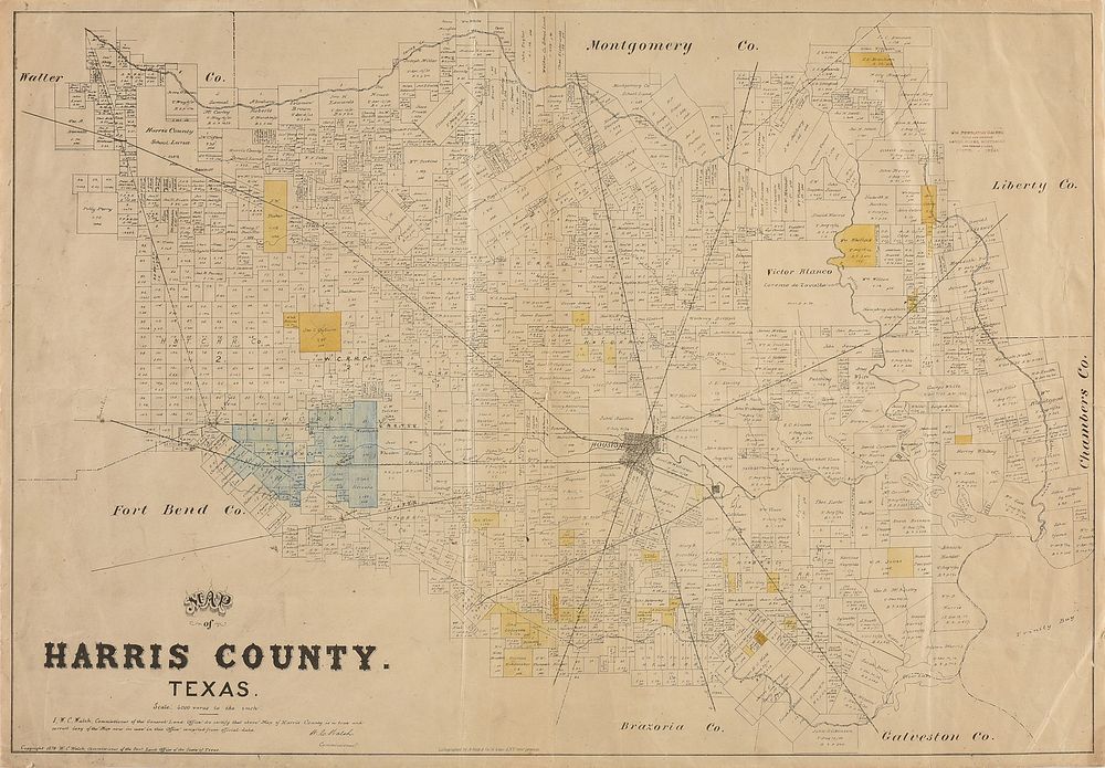 Appraisal: AN ANTIQUE MAP Map of Harris County Texas ST LOUIS