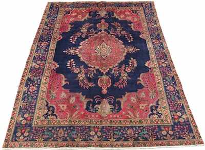 Appraisal: A Blue Tabriz Persian Carpet Apprx '- x '- Low