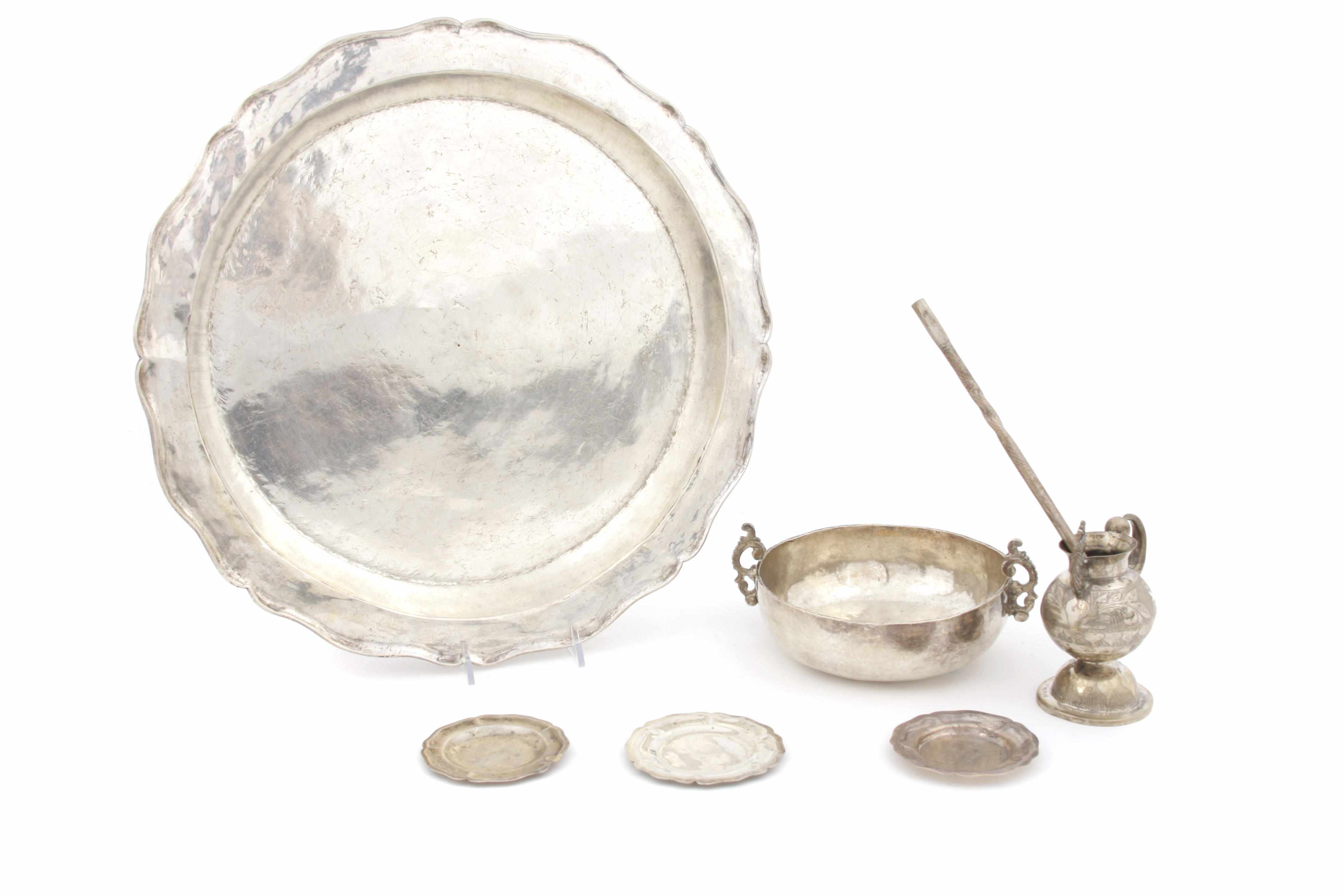 Appraisal: A group of Spanish Colonial silver hollowware Mexican and South