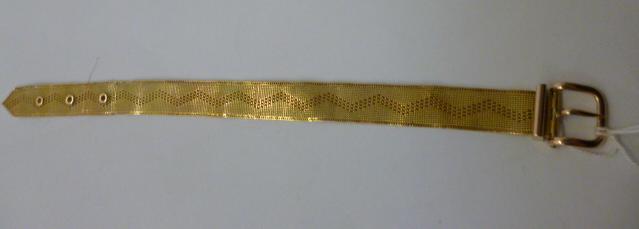 Appraisal: A CT BI-COLOURED GOLD BRACELET of strap form with central