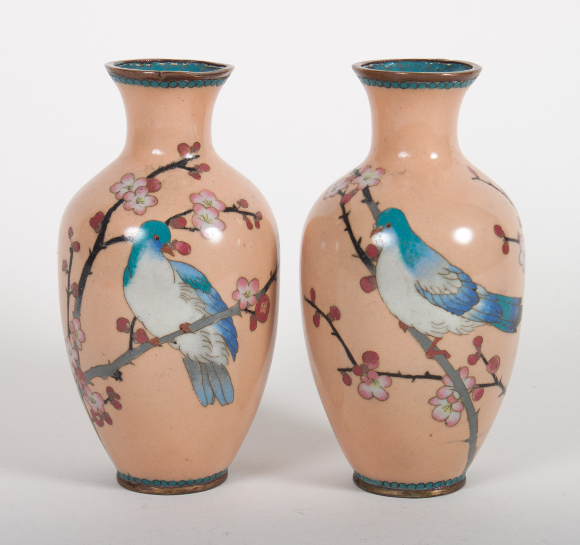 Appraisal: Pair of Japanese cloisonne enamel vases early th century with